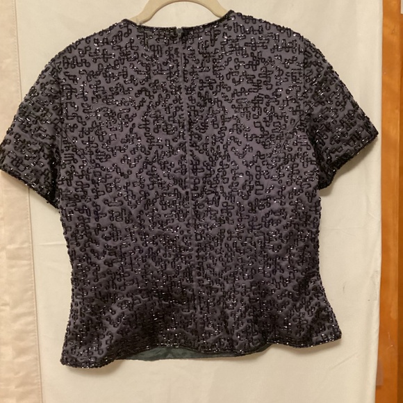 NEIMAN MARCUS BLOUSE WITH BEADS SZ 12 SEMIFORMAL FOR PARTY OR WEDDING - Picture 4 of 10